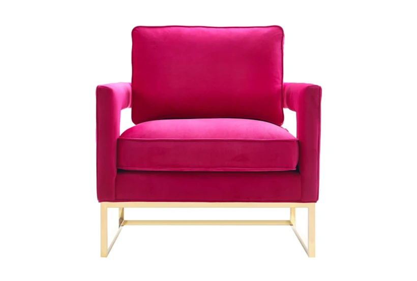 Evelyn Pink Velvet Accent Arm Chair - 360