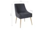 Rosalind Pleated Back Grey Velvet Dining Chair - Dimensions Diagram