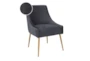Rosalind Pleated Back Grey Velvet Dining Chair - Detail