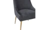 Rosalind Pleated Back Grey Velvet Dining Chair - Top