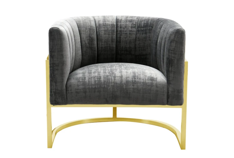 Deanna Slub Grey Velvet Accent Arm Chair - 360
