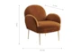 Constance Cognac Velvet Accent Arm Chair - Dimensions Diagram