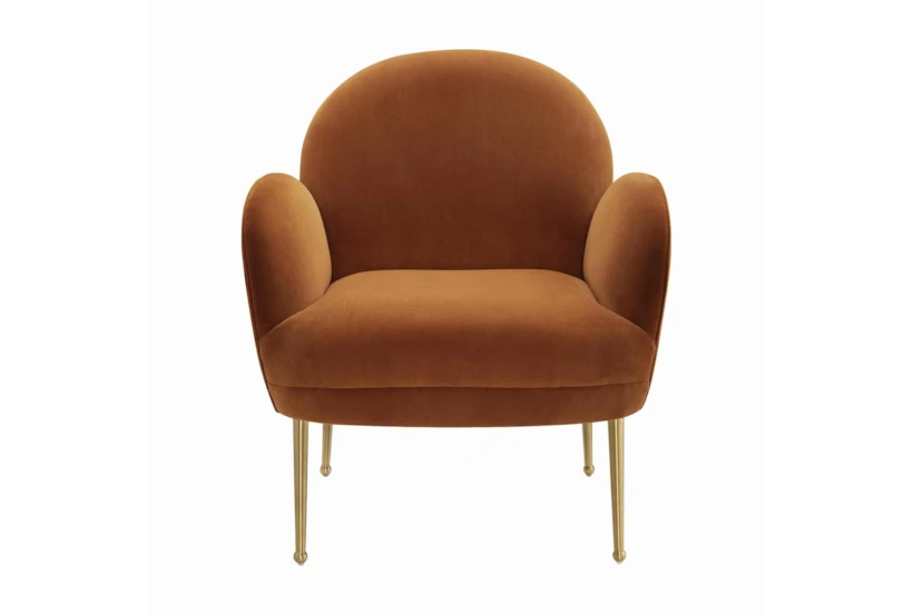 Constance Cognac Velvet Accent Arm Chair - 360
