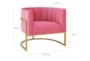 Deanna Rose Pink Velvet Accent Arm Chair - Dimensions Diagram