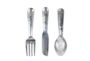 23 Inch Silver Aluminum Utensil Wall Decor Set Of 3 - Front