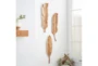 27 Inch Brown Teak Wood Wall Decor Set Of 3 - Room