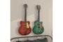 35X14 Inch Multi Color Iron Guitar Wall Decor Set Of 2 - Room