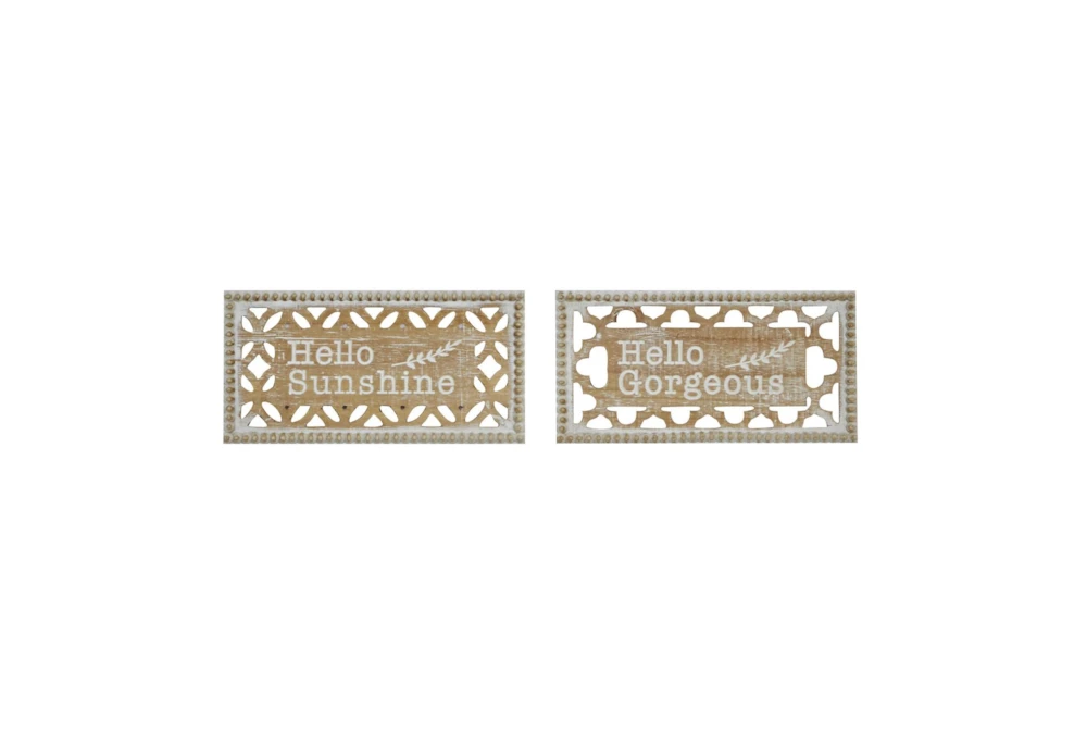 White Wood Wall Décor Signs Set Of 2