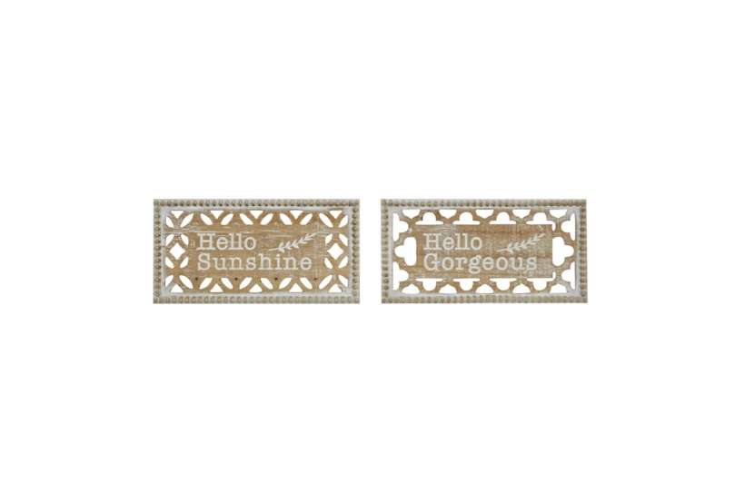 White Wood Wall Décor Signs Set Of 2 - 360