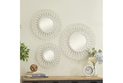 White Wall Mirror Set Of 3 Living Spaces, White Decorative Mirror Set