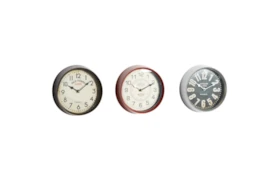 9 Inch Multi Color Iron Wall Clock Set Of 3