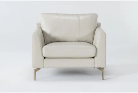Marmont Ivory Leather Chair By Drew & Jonathan For Living Spaces - Main