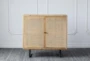 Natural Rattan + Reclaimed Pine 2 Door Cabinet - Front