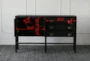 Black 2 Door + 3 Drawer Console Table - Detail