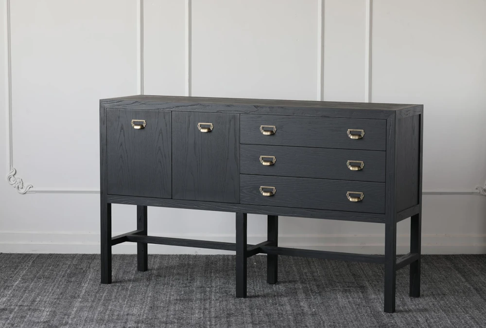 Black 2 Door + 3 Drawer Console Table