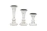 White Wood Candle Holder Set Of 3 - Front