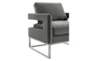 Evelyn Grey Velvet Silver Frame Accent Arm Chair - Side