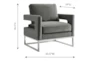 Evelyn Grey Velvet Silver Frame Accent Arm Chair - Dimensions Diagram