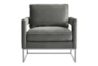 Evelyn Grey Velvet Silver Frame Accent Arm Chair - Signature