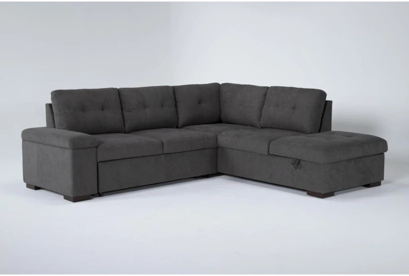 Flinn 103" 2 Piece Convertible Sleeper Sectional with Right Arm Facing Storage Chaise - 360