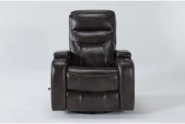Bronson Truffle Home Theater Swivel Glider Recliner With Adjustable Headrest