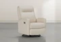 Dale IV Ivory Leather Power Swivel Glider Recliner With Power Headrest - Side