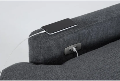 Jolene Dark Grey 122" 3 Piece Triple Power Reclining Modular Sofa with USB - Detail