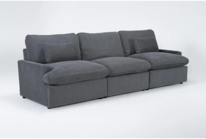 Jolene Dark Grey 122" 3 Piece Triple Power Reclining Modular Sofa with USB - Side