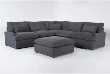 Jolene Dark Grey 120" 5 Piece Reclining Modular Sectional With Two Power Recliners, Usb And Ottoman