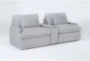 Jolene Silver Grey 98" 3 Piece Power Reclining Modular Console Loveseat with Storage, Cupholders & USB - Side