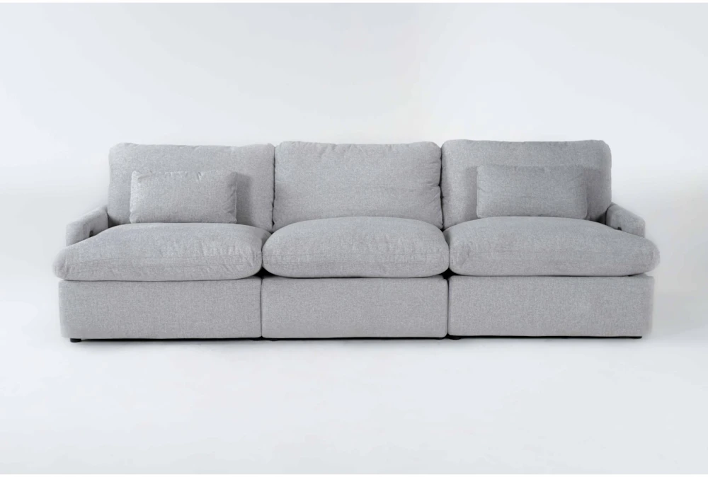 Jolene Silver Grey 122" 3 Piece Triple Power Reclining Modular Sofa