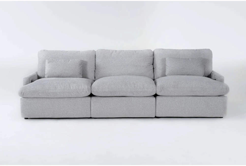 Jolene Silver Grey 122" 3 Piece Dual Power Reclining Sofa