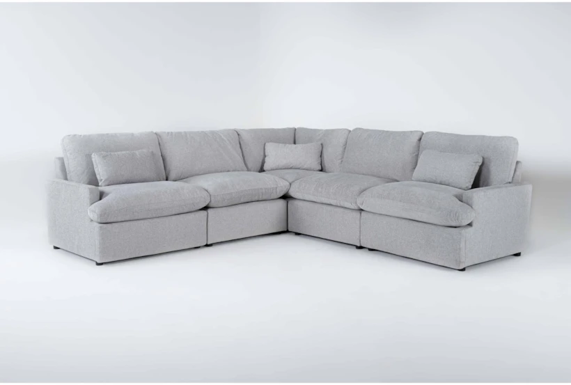 Jolene Silver Grey 120" 5 Piece Power Reclining L-Shaped Modular Sectional with 2 Power Recliners & USB - 360