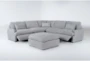 Jolene Silver Grey 120" 5 Piece Power Reclining L-Shaped Modular Sectional with 2 Power Recliners, USB & Ottoman - Side