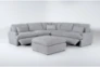 Jolene Silver Grey 5 Piece Reclining Sectional With Two Power Recliners And Ottoman - Side