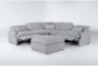 Jolene Silver Grey 120" 5 Piece Power Reclining L-Shaped Modular Sectional with 2 Power Recliners, USB & Ottoman - Side