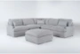 Jolene Silver Grey 120" 5 Piece Power Reclining L-Shaped Modular Sectional with 2 Power Recliners, USB & Ottoman - Signature