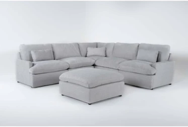 Jolene Silver Grey 120" 5 Piece Sectional With Ottoman