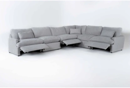 Jolene Silver Grey 158" 6 Piece Power Reclining Modular Sectional with 3 Power Recliners & USB - Side