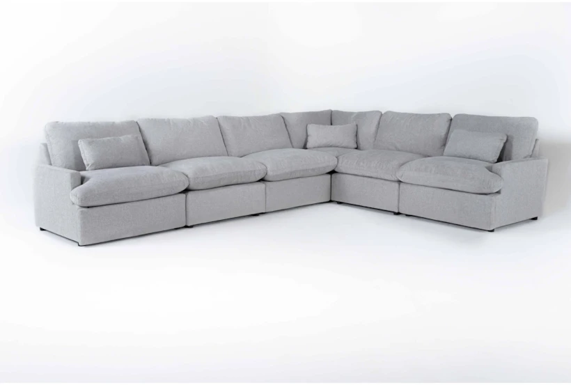 Jolene Silver Grey 158" 6 Piece Power Reclining L-Shaped Modular Sectional with 3 Power Recliners & USB - 360