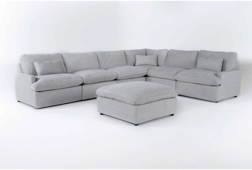 Jolene Silver Grey 158" 6 Piece L-Shaped Modular Sectional with Ottoman - 360