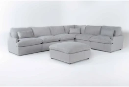 Jolene Silver Grey 6 Piece Sectional With Ottoman