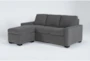 Mackenzie Charcoal Grey 80" Queen Plus Foam Sleeper Sofa Bed with Reversible Storage Chaise - Side