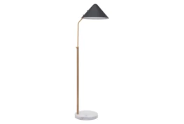 56 Inch Black Conical Shade Task Floor Lamp