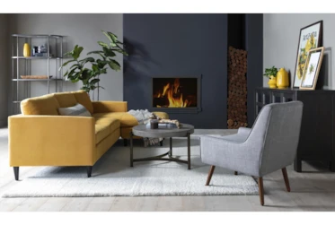 Aya Mustard 90" Sofa With Reversible Chaise
