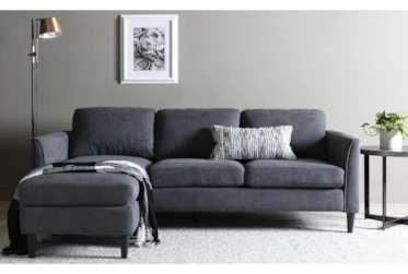 Aya Grey 90" Sofa With Reversible Chaise
