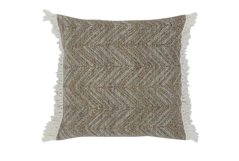 20X20 Gray Textural Zig Zag With Fringe Performance Pillow - 360