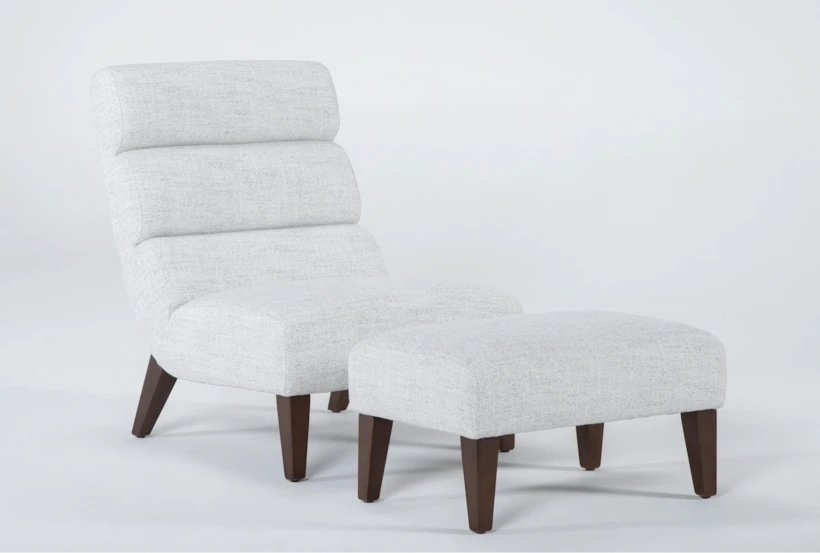 Lucca Linen Accent Chair & Ottoman - 360