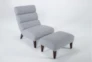 Lucca Grey Accent Chair & Ottoman - Side