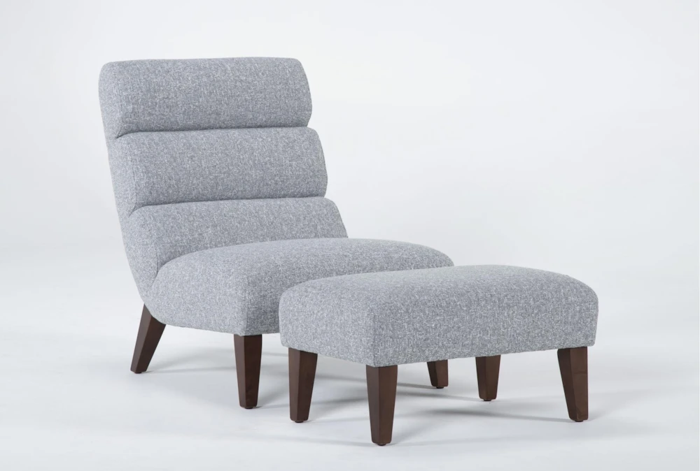 Lucca Grey Accent Chair & Ottoman
